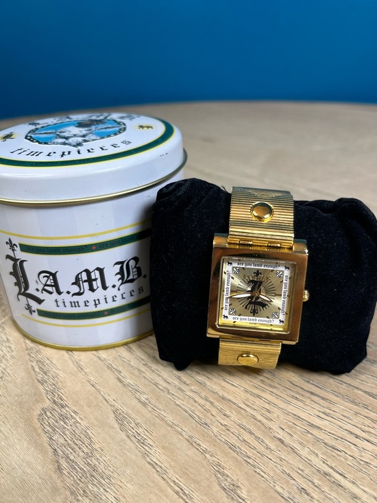 L.A.M.B. Accessories - L.A.M.B. Vintage Y2K Gold Tone Watch Gwen Stefani Square Face Swiss Movement